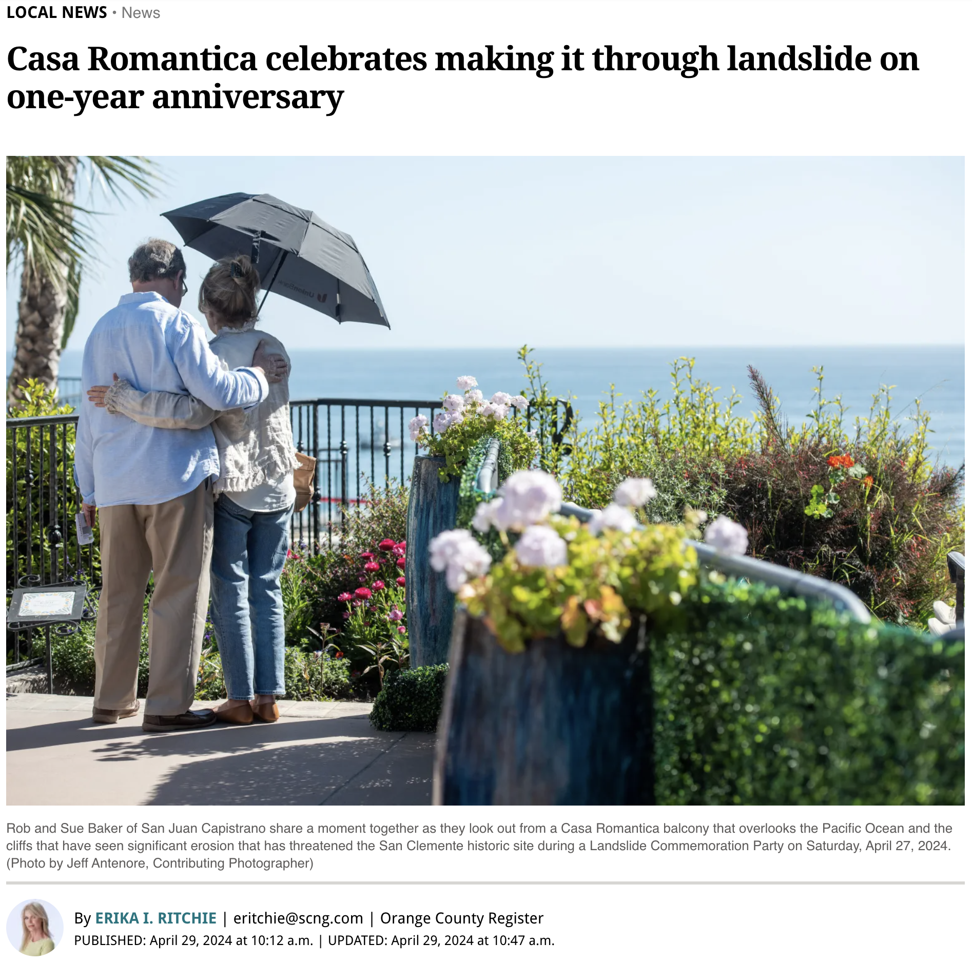 Casa Romantica celebrates one year since the landslide